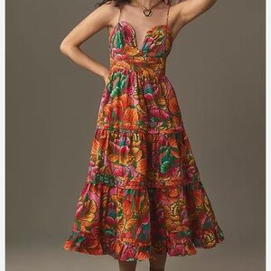 EUC Farm Rio Beaded Midi Dress